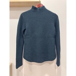 Theory Womens Size Small 100% Cashmere Knit Sweater Turtleneck Blue Ribbed Light